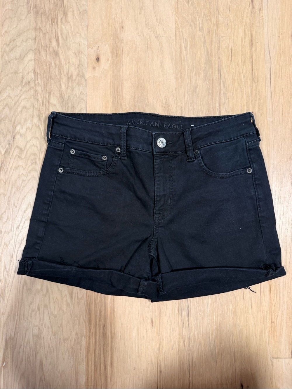 American Eagle Outfitters Black Denim Cuffed Women's Shorts